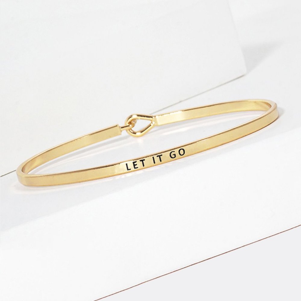 LET IT GO   ROSE GOLD MESSAGE INSPIRATIONAL BRACELET